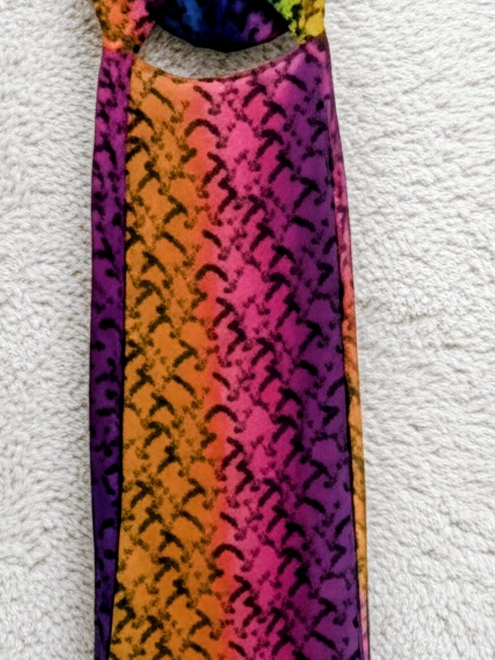 Kurt Geiger Rainbow Gradient High-Low Dress in Purple, Pink, Yellow, Green, Blue - Picture 3 of 12